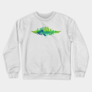 New York City Skyline Watercolor in blue and lime green Crewneck Sweatshirt